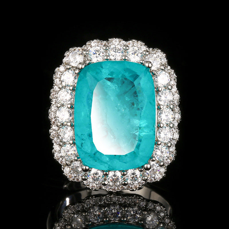 Kissen-Schliff Edelstein Halo Anhänger Halskette aus Sterling Silber mit Pavé-Akzenten