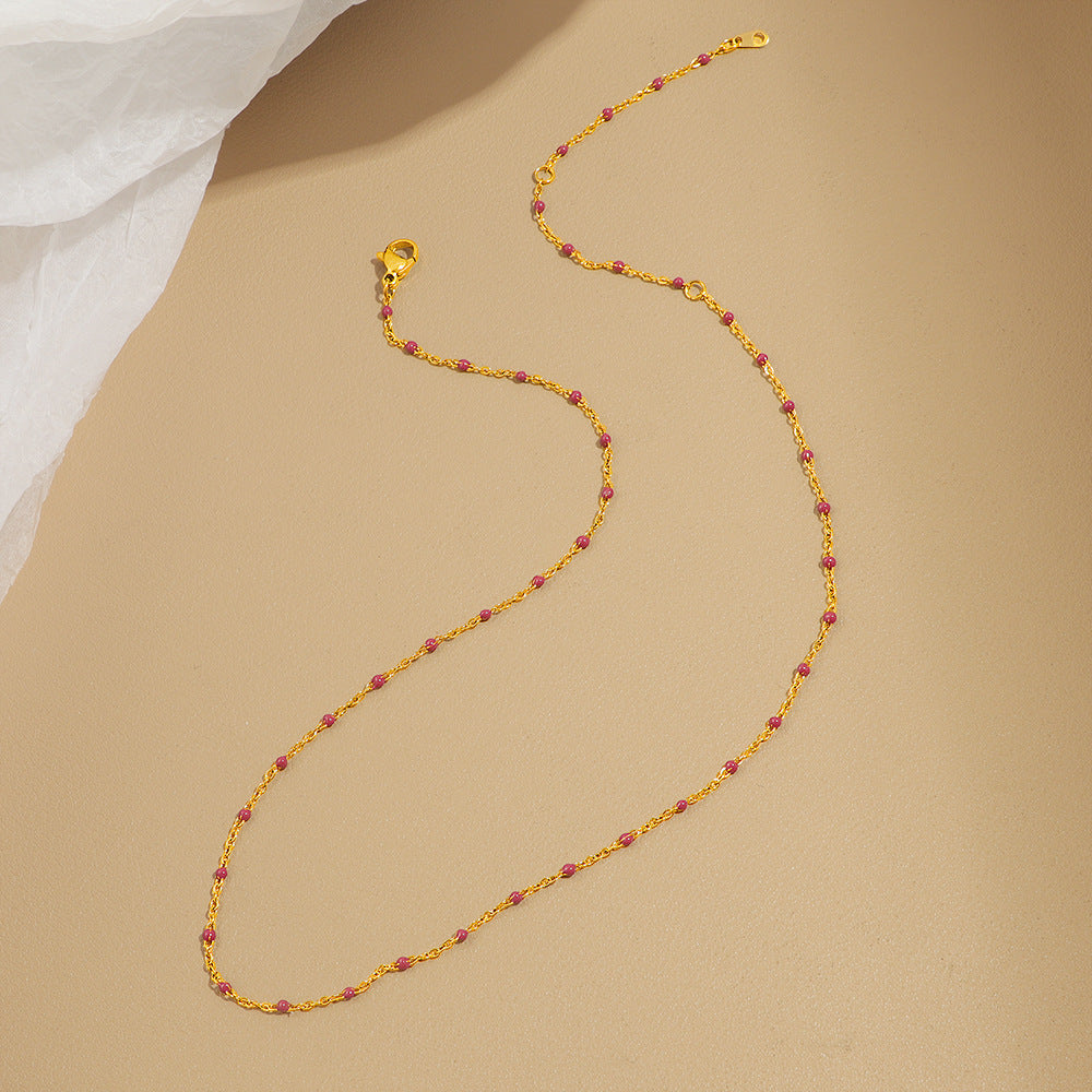 Damen feine Halskette mit bunten Edelstein-Details und goldener Gliederkette Shop Nory