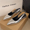 Damen Slingback Pumps aus glänzendem Material Shopnory