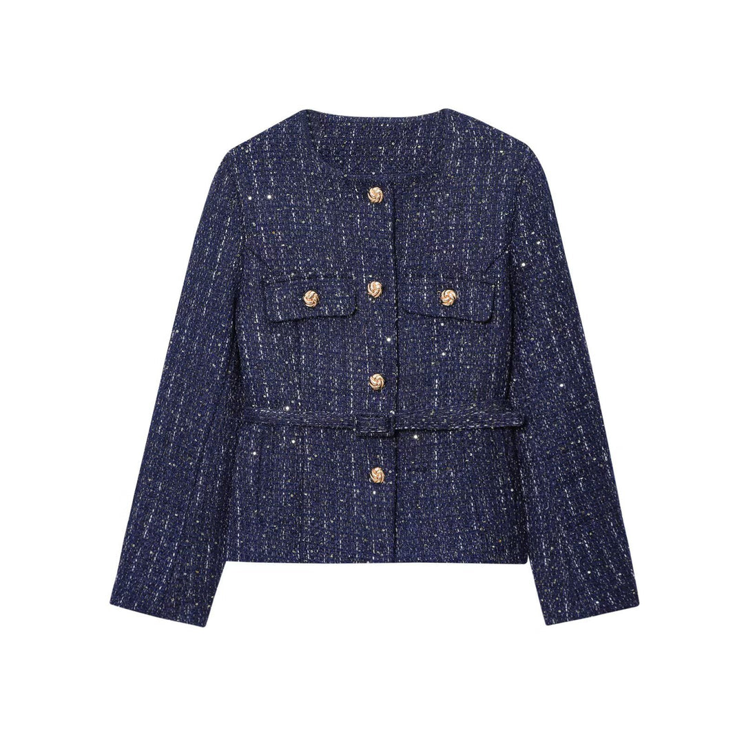 Damen Modische Kurzjacke mit goldenen Knöpfen