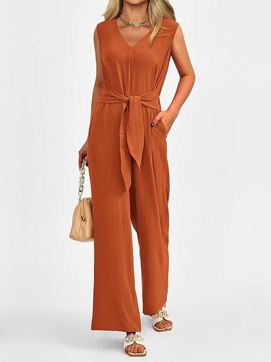 Damen eleganter Jumpsuit mit tailliertem Schnitt und weitem Bein