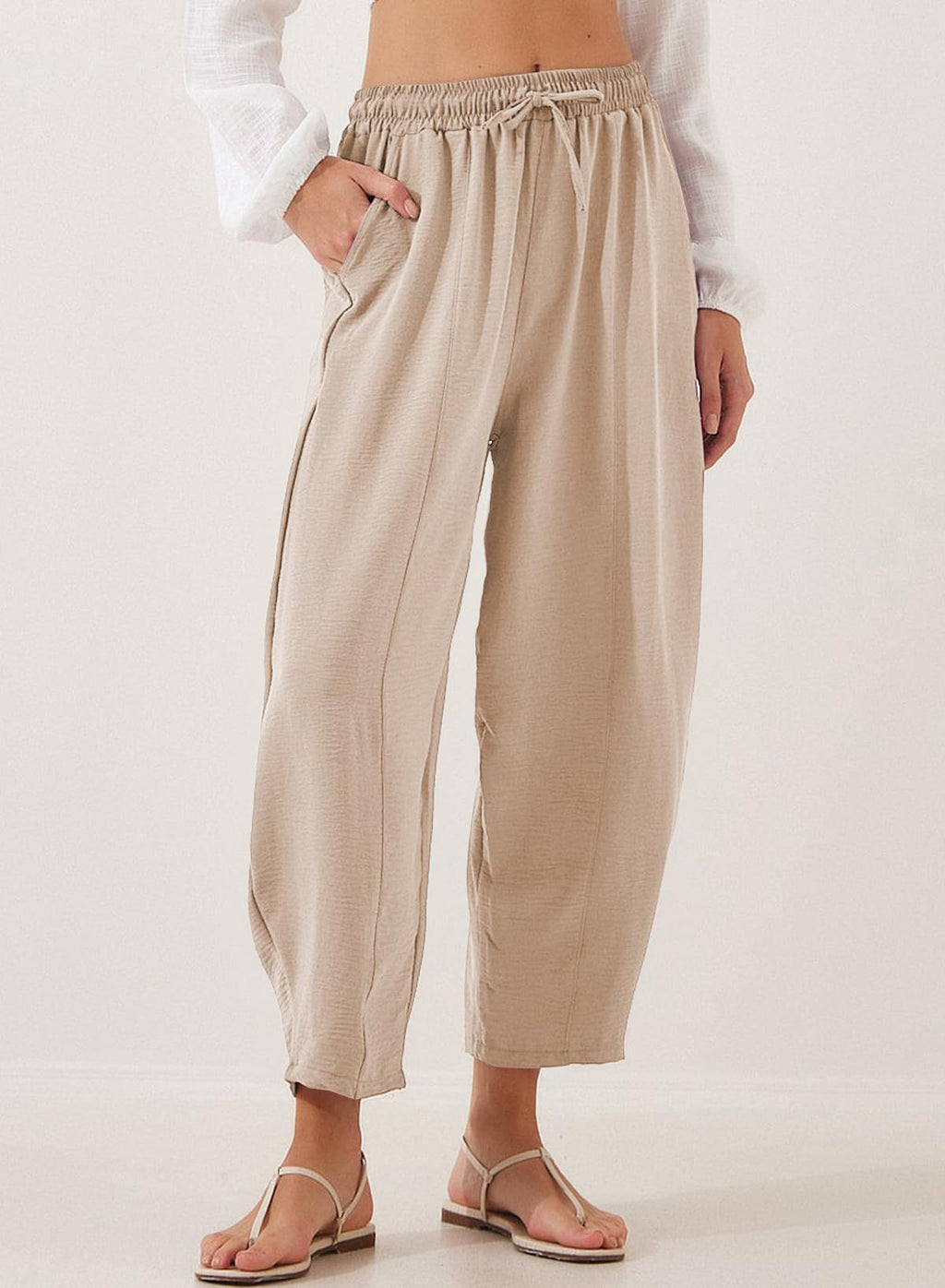 Damen lässige Freizeithose mit elastischem Bund und praktischen Seitentaschen