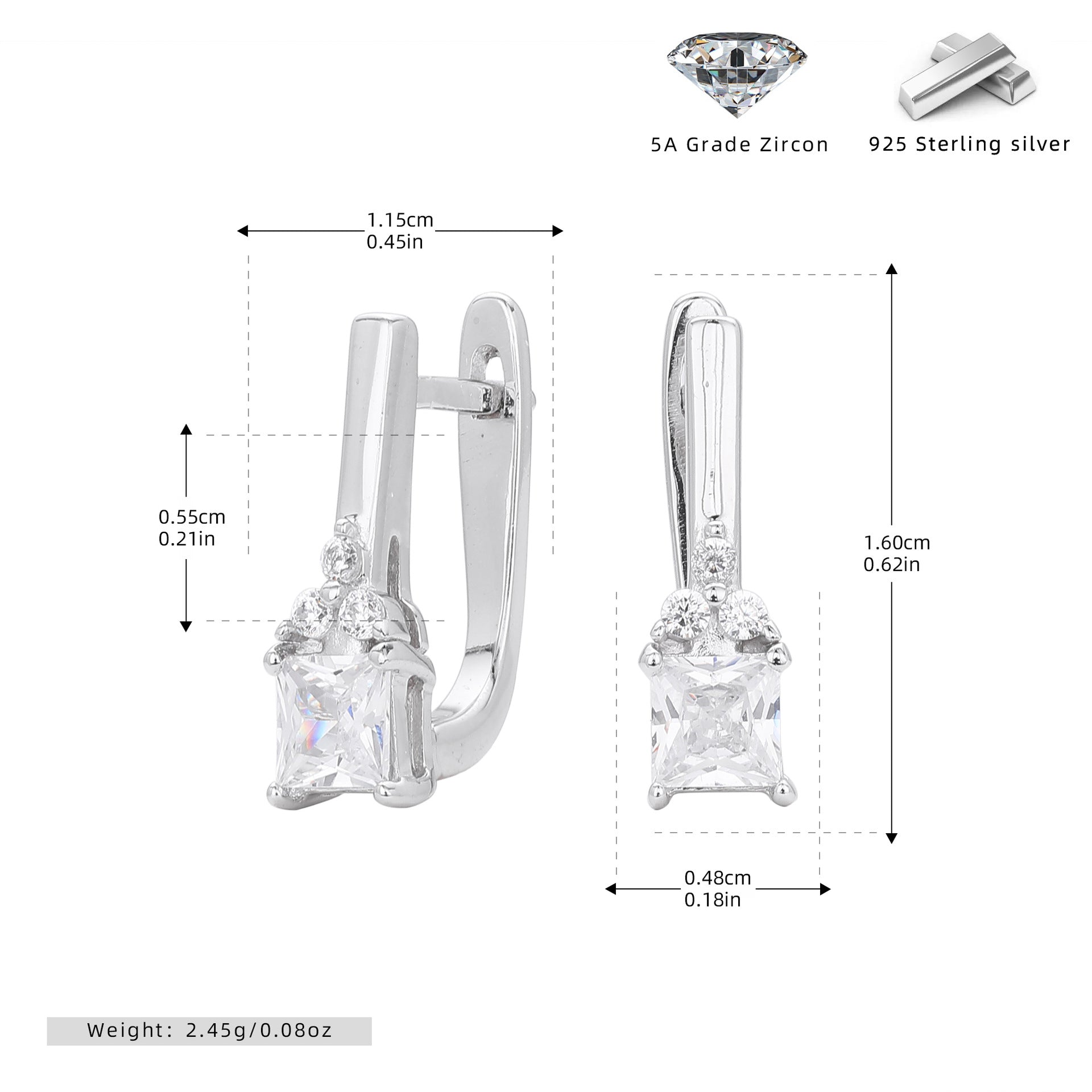 Damen Ohrhänger mit luxuriösen Zirkon-Verzierung aus hochwertigem 925 Sterling Silber Shop Nory