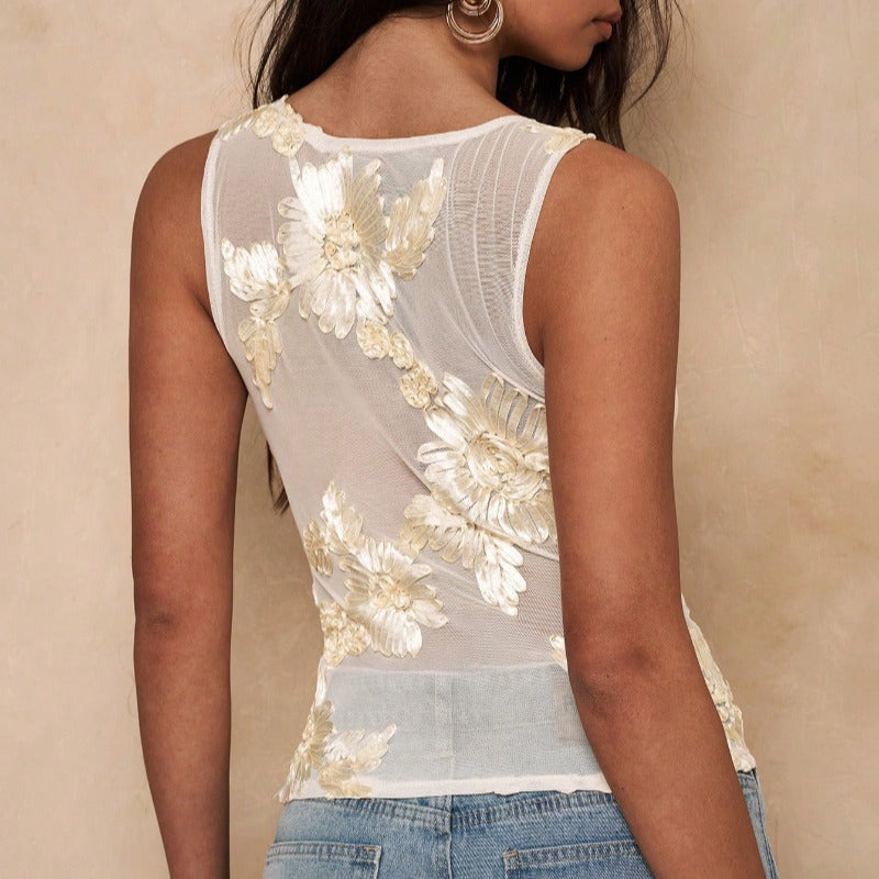 Damen ärmelloses Top mit floralem Design