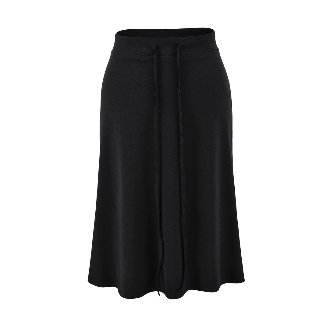 Damen Jersey-Midirock mit hohem Bund, Tunnelzug und A-Linien-Schnitt Shop Nory