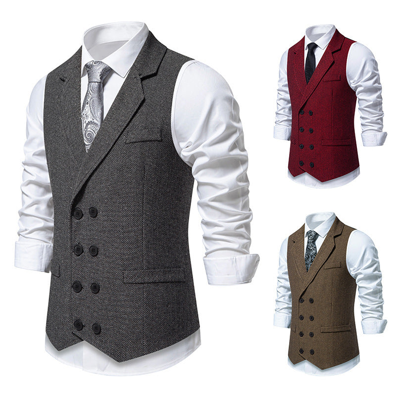 Herren elegante Weste im klassischen Fischgrätmuster 1758204622