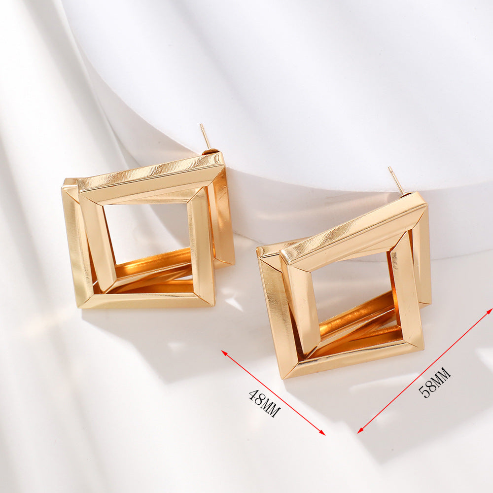 Damen Ohrringe im zeitgenössischen Quadratringdesign Shop Nory