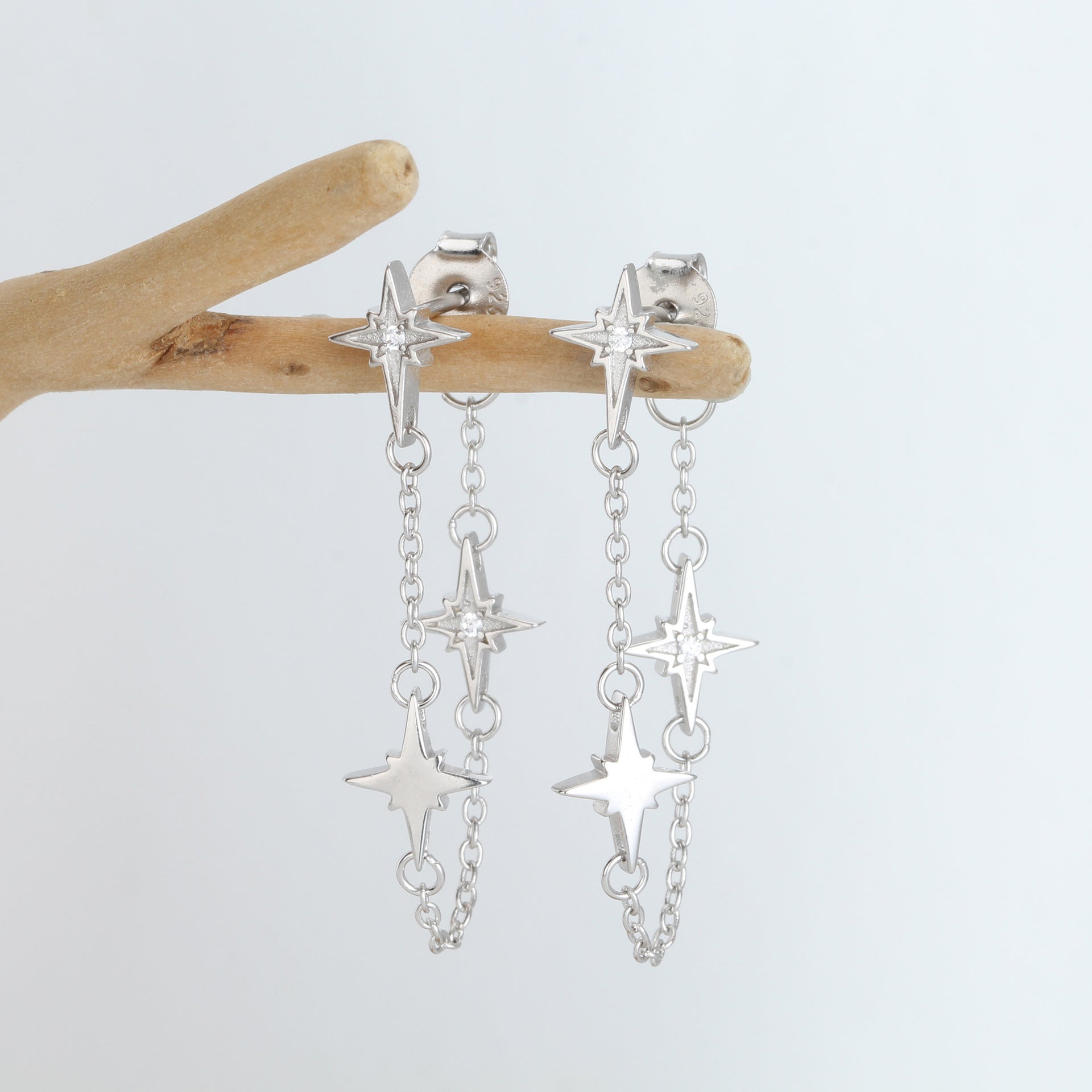 Damen Ohrringe mit funkelndem Sternendesign aus hochwertigem 925 Sterling Silber Shop Nory
