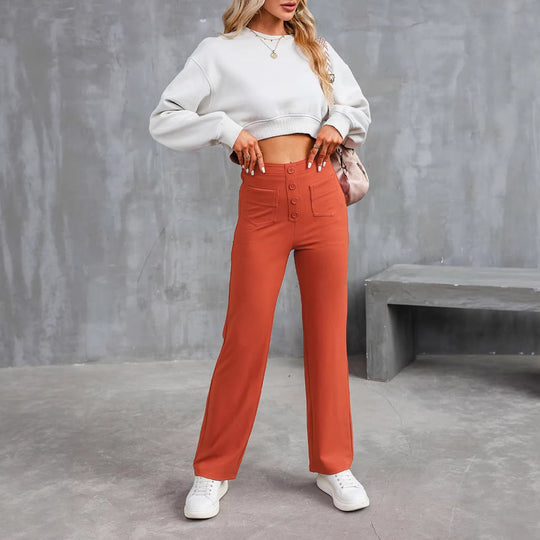 Damen Hochtaillierte Wide‑Leg Hose mit aufgesetzten Taschen Shop Nory