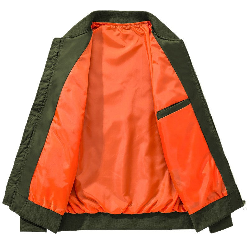 Herren Bomberjacke im Fliegerstil mit kontrastfarbenem Innenfutter, Ärmel‑Reißverschlusstasche & Rippenbündchen Shop Nory