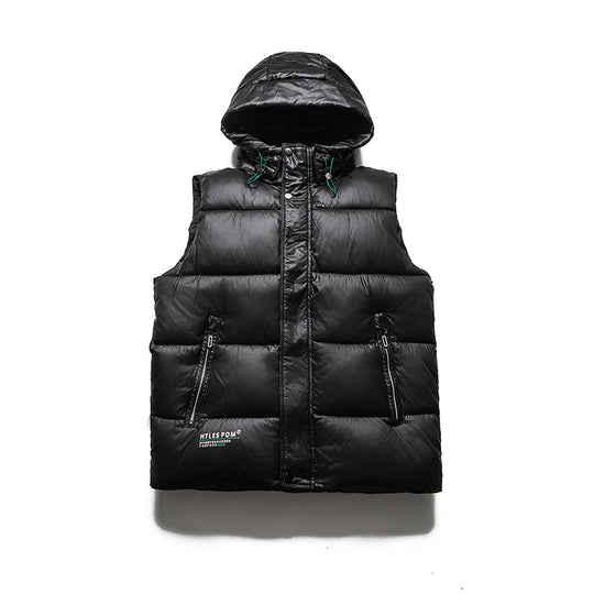 Herren Winddichte Kapuzen‑Steppweste mit ultraleichter Thermofaser, Reißverschlusstaschen und Kordelzug Shop Nory