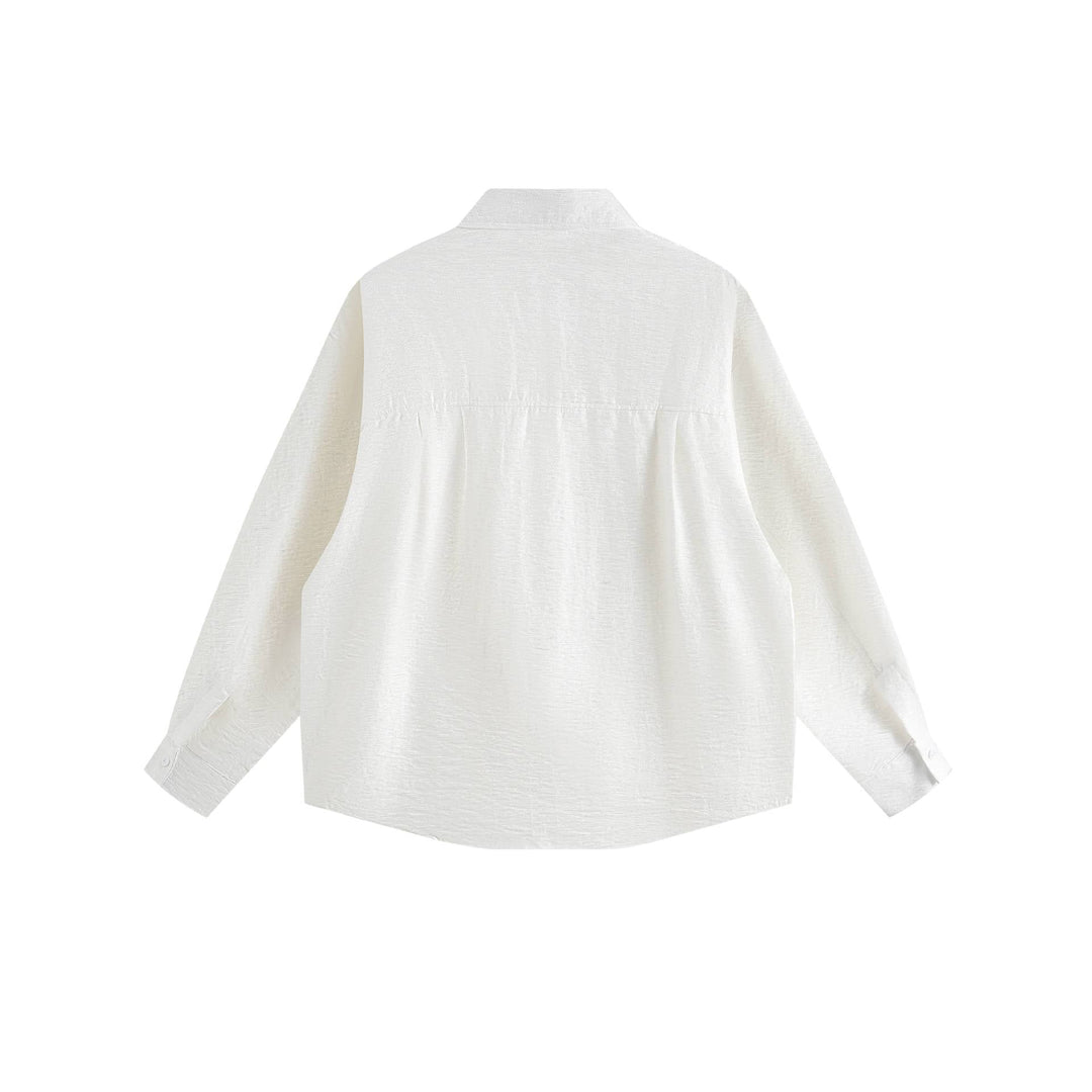 Damen Oversize-Hemdbluse aus strukturierter Baumwollmischung mit Kellerfalten Shop Nory
