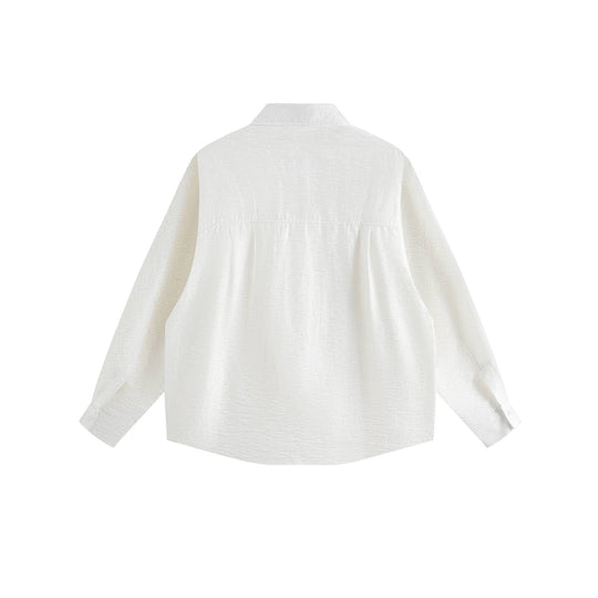 Damen Oversize-Hemdbluse aus strukturierter Baumwollmischung mit Kellerfalten Shop Nory