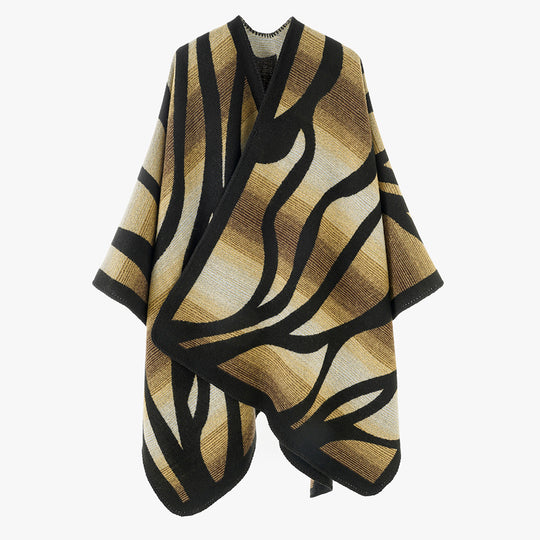 Damen Strukturstrick-Cape mit asymmetrischem Wickelfall und Jacquardmuster Shop Nory
