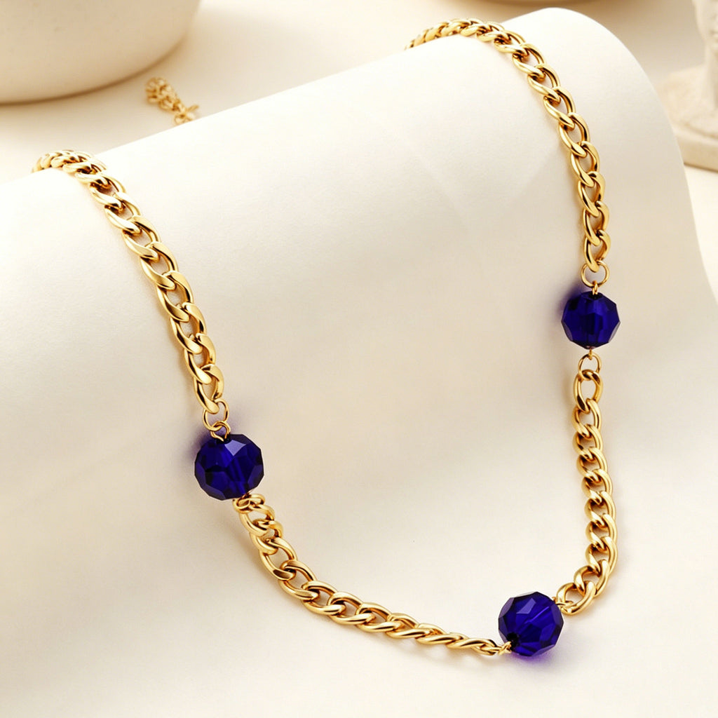 Damen multifunktionale Halskette mit bunten Kristallelementen und goldplattierter Oberfläche Shop Nory