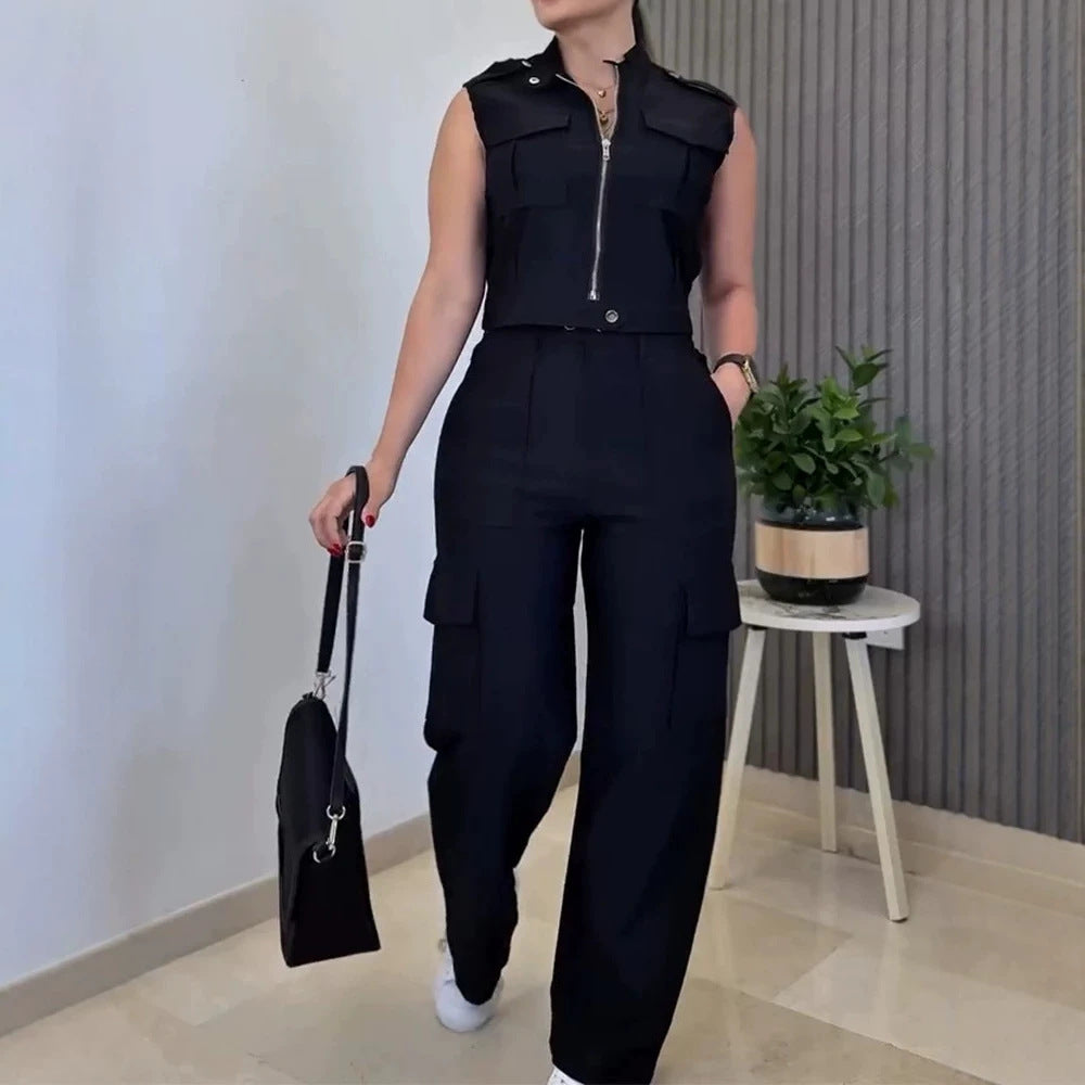 Damen Zweiteiliges Utility-Set mit High‑Waist Cargohose und Cropped‑Weste Shop Nory
