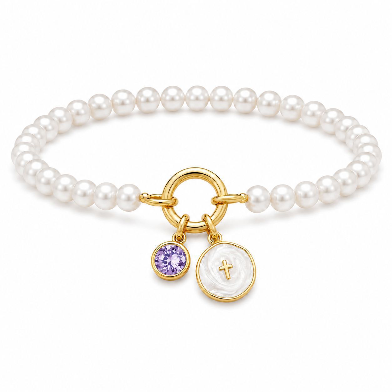 Damen Armband mit Perlen und charmanten Anhängern Shop Nory