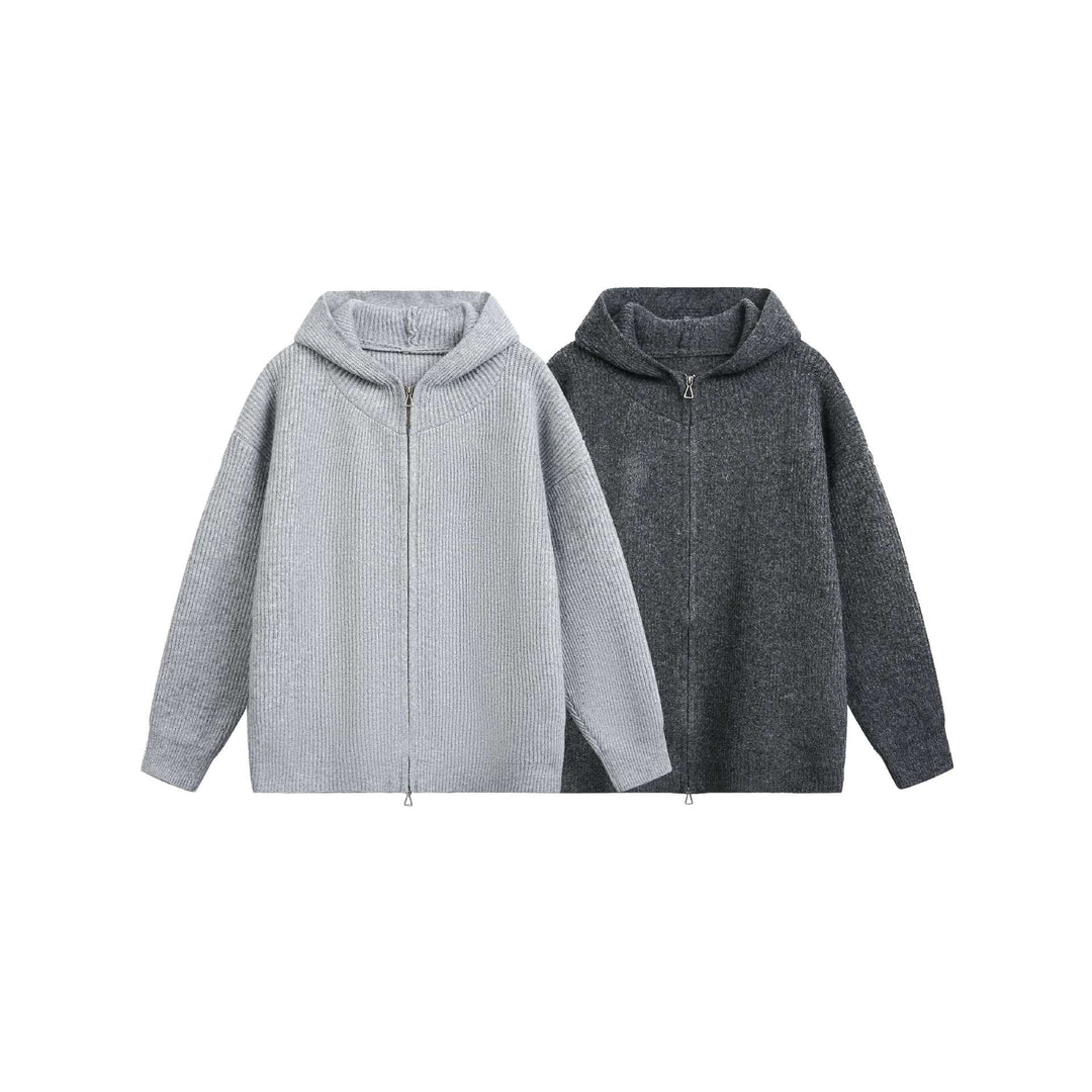 Damen Grobgerippte Kapuzen-Zipjacke mit Stehkragen und Zwei-Wege-Reißverschluss Shop Nory