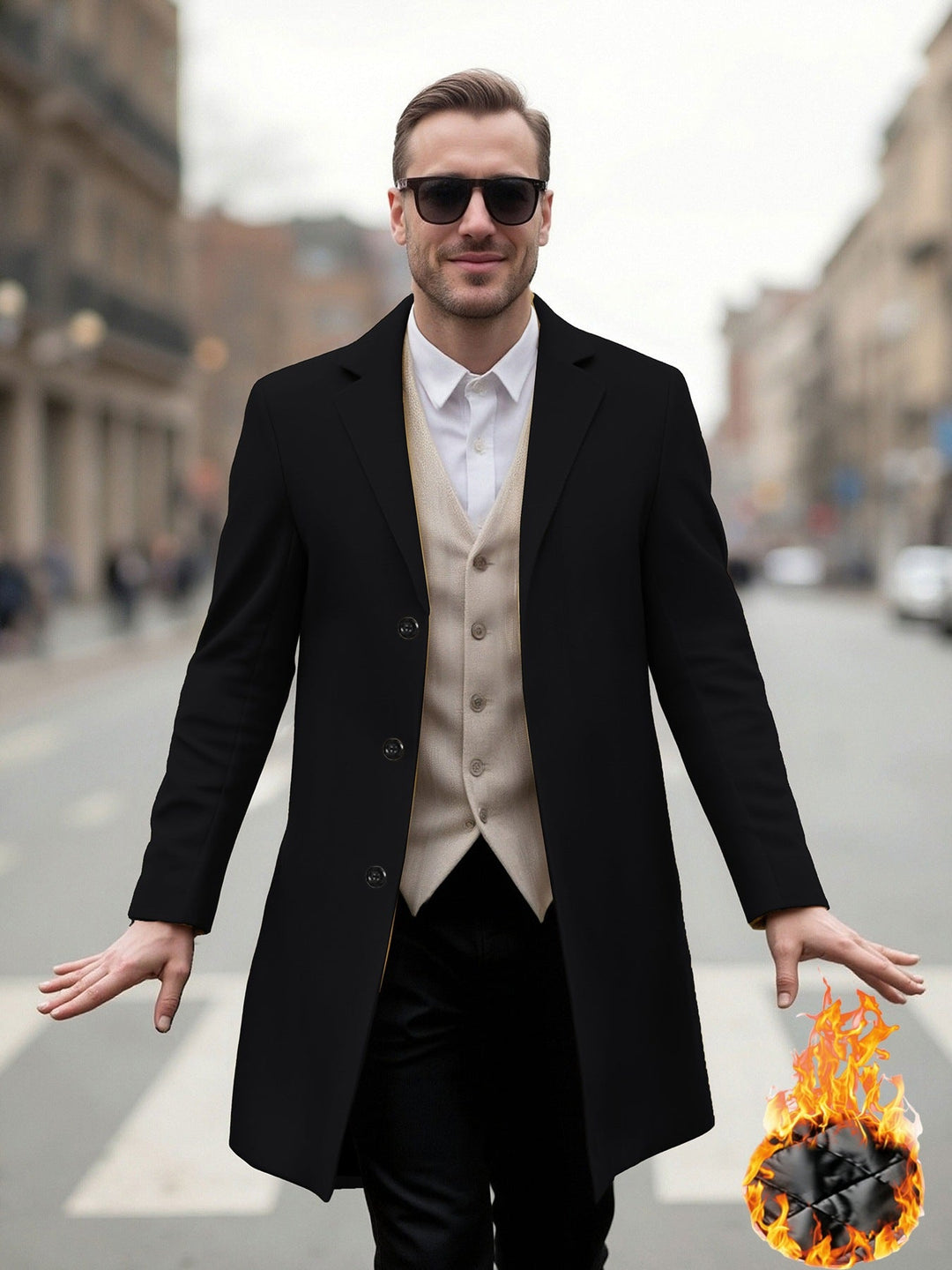 Herren eleganter Langmantel mit modernem Schnitt und optimalem Tragekomfort