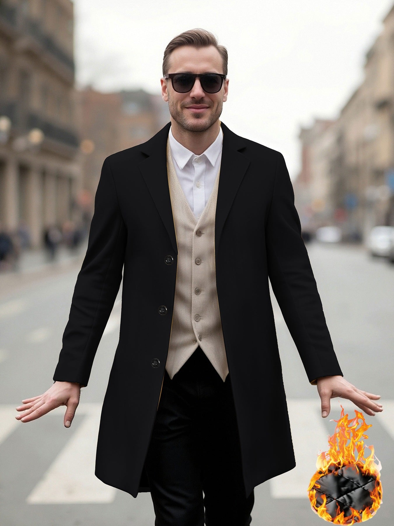 Herren eleganter Langmantel mit modernem Schnitt und optimalem Tragekomfort