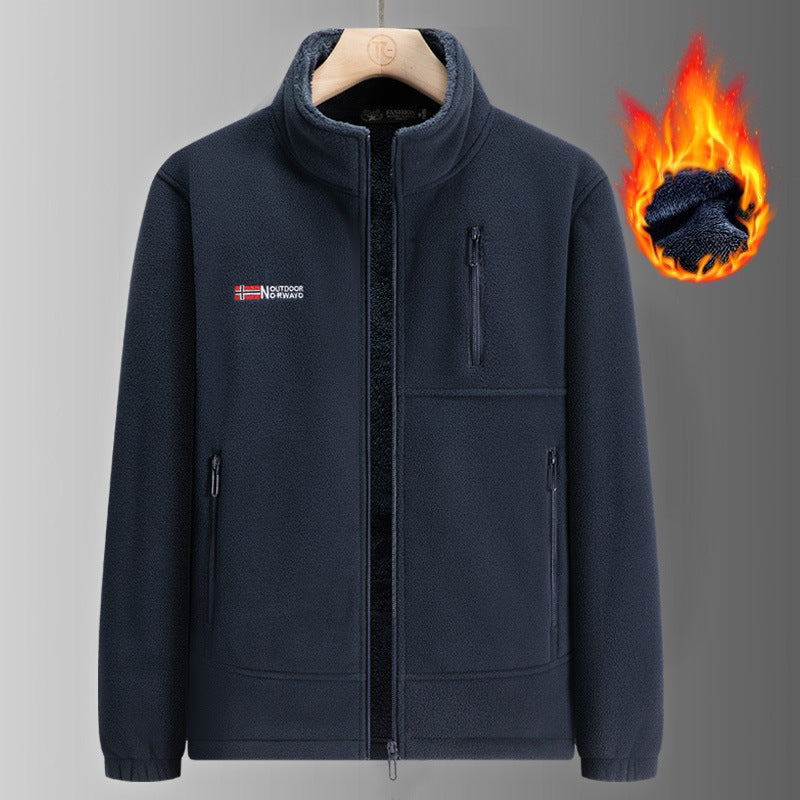 Herren Fleecejacke mit Teddyfutter, Stehkragen und mehreren Reißverschlusstaschen Shop Nory