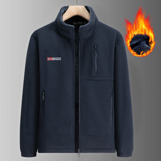 Herren Fleecejacke mit Teddyfutter, Stehkragen und mehreren Reißverschlusstaschen Shop Nory