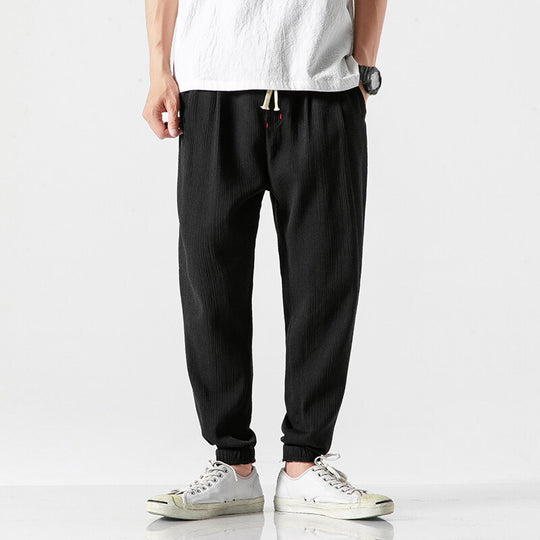Herren leichte Leinenhose mit Tunnelzug und elastischen Bündchen Shop Nory