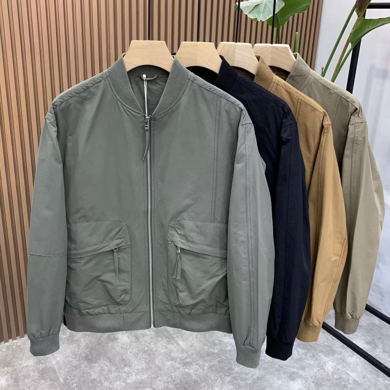 Herren Leichte Utility-Bomberjacke mit Reißverschluss, Multifunktions-Taschen und Rippbündchen Shop Nory