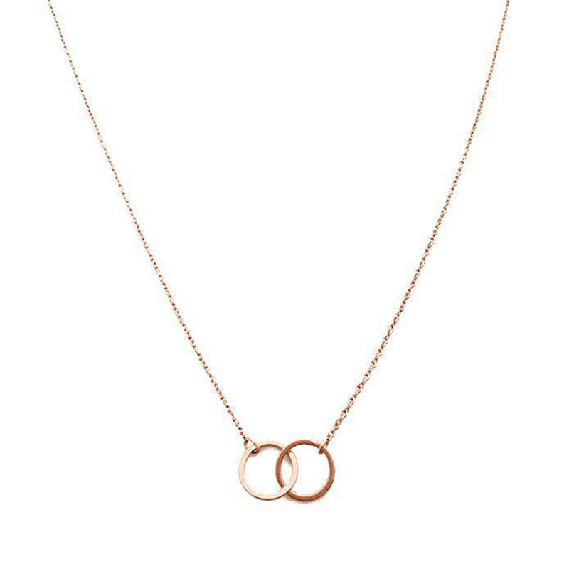 Damen Halskette mit doppeltem Ringsymbol und feiner Gliederkette Shop Nory