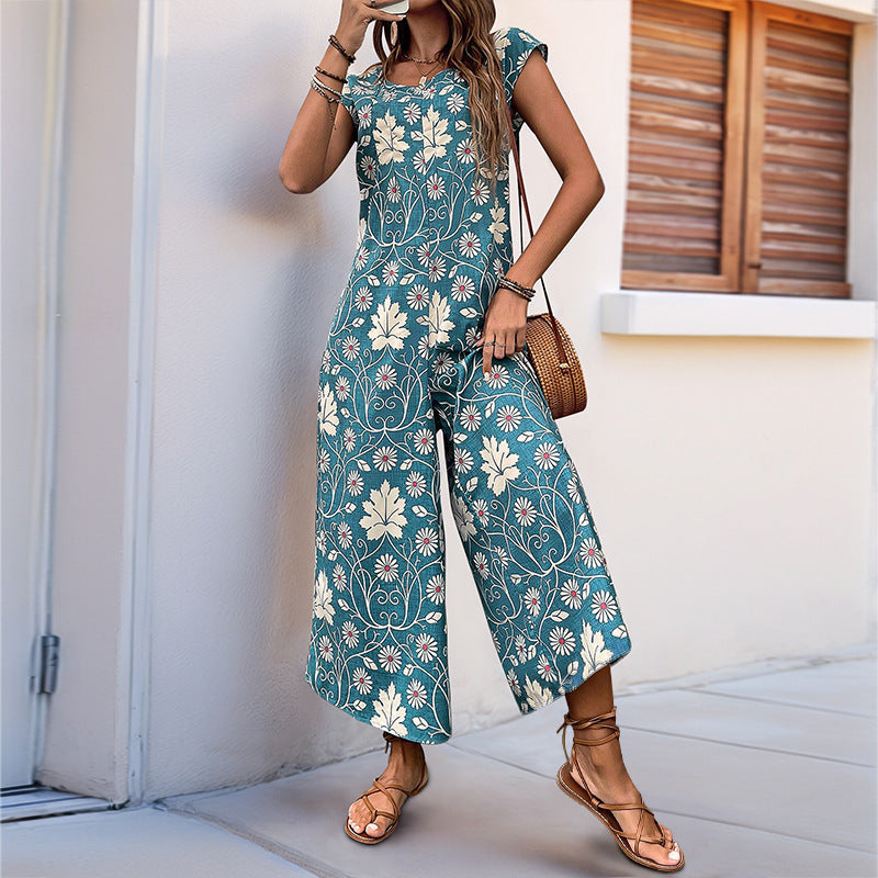 Lockerer Jumpsuit mit Blumendruck