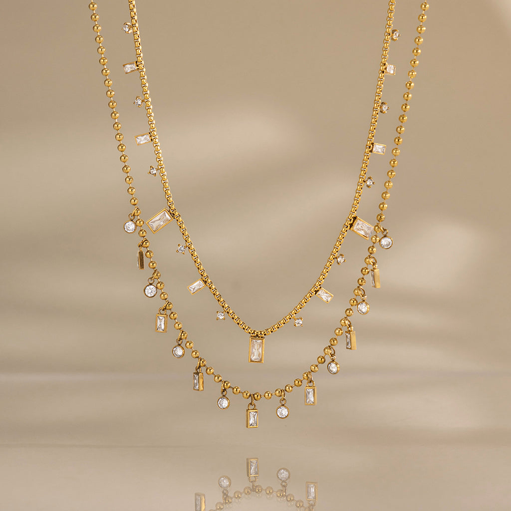 Damen Halskette mit hochwertigen Zirkonia-Elementen und robustem Edelstahl Shop Nory