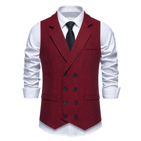 Herren elegante Herringbone-Weste mit doppelter Knopfleiste