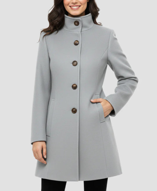 Damen Elegante Wolljacke mit hohem Kragen