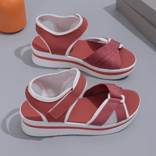 Damen luftige Plateausandalen mit komfortablem Klettverschluss