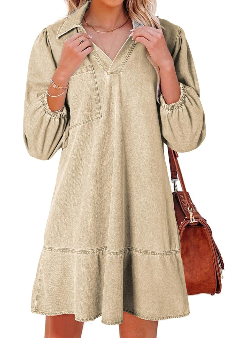Damen Denim Kleid im lässigen Schnitt Shopnory
