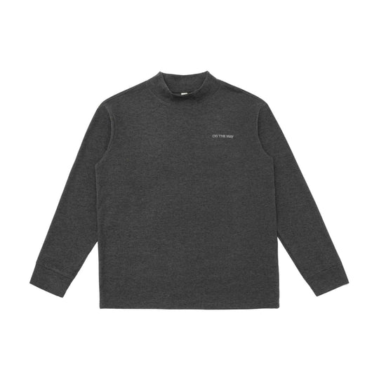 Unisex Feinstrukturierter Mockneck-Pullover aus Baumwollmix mit dezenter Bruststickerei Shop Nory