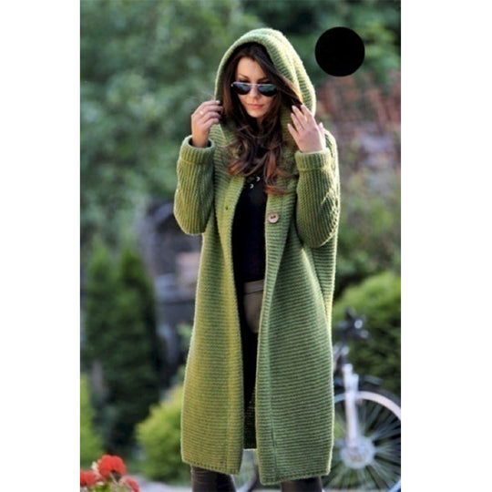 Damen Kapuzen-Strickmantel mit Oversize-Schnitt und Knopfleiste Shop Nory