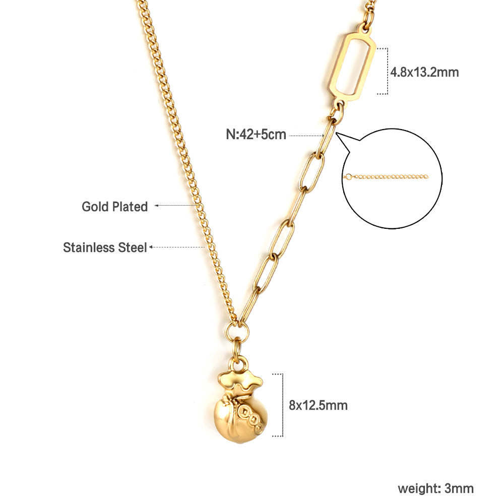 Damen Halskette mit funkelndem Anhänger aus Edelstahl und goldplattiertem Design Shop Nory