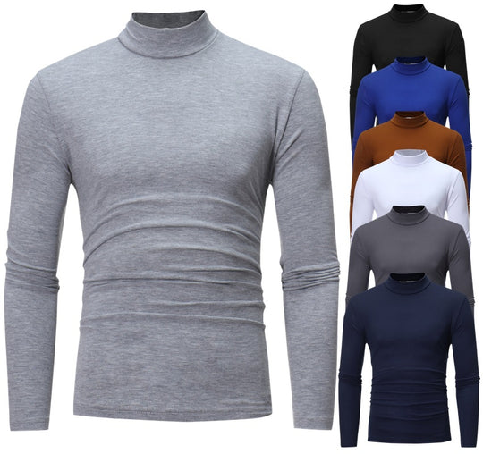 Herren tailliertes Langarm-Stehkragen-Shirt aus Stretchjersey Shop Nory