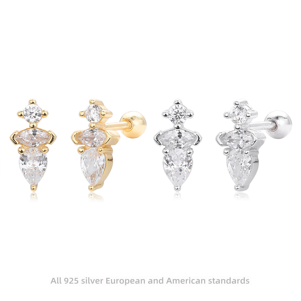 Damen Ohrstecker mit luxuriösem Zirkonbesatz aus 925 Sterling Silber Shop Nory