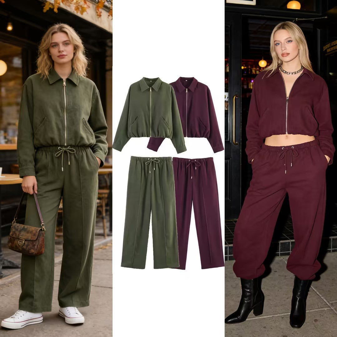 Damen Kurz geschnittene Bomberjacke mit Reißverschluss, Hemdkragen und elastischem Saum Shop Nory