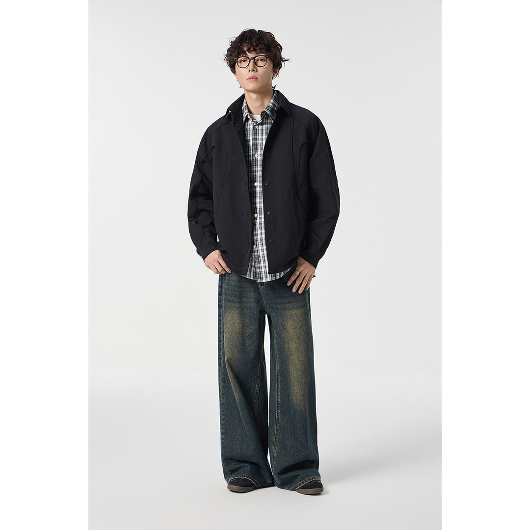 Damen Oversize-Hemdjacke mit geschwungener Teilnaht und Druckknopfleiste Shop Nory