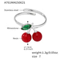 Damen Offener Ring mit Kirschmotiv aus hochwertigem Edelstahl und funkelnden Strasssteinen Shop Nory