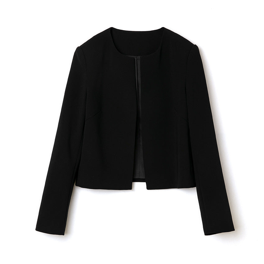 Damen Kragenloser Kurzblazer mit verdeckter Frontblende und leicht taillierter Silhouette Shop Nory
