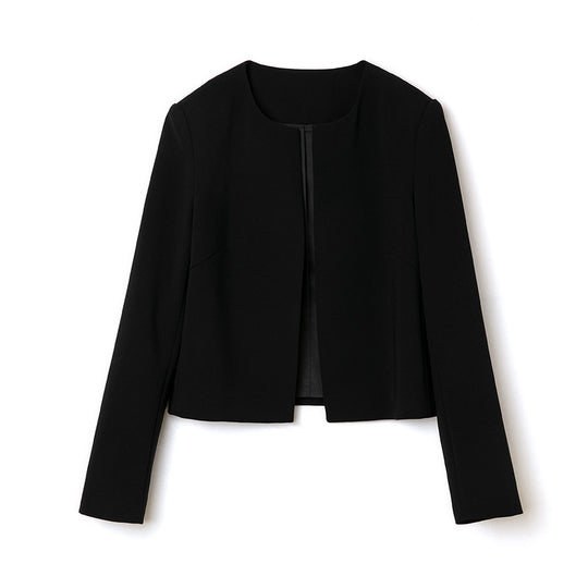 Damen Kragenloser Kurzblazer mit verdeckter Frontblende und leicht taillierter Silhouette Shop Nory