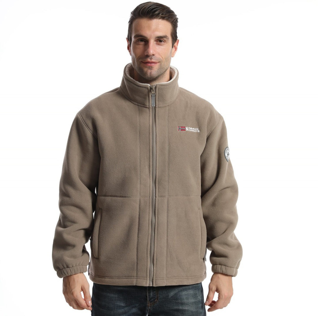 Herren Fleece-Outdoorjacke mit Stehkragen durchgehendem Reißverschluss und elastischen Bündchen Shop Nory