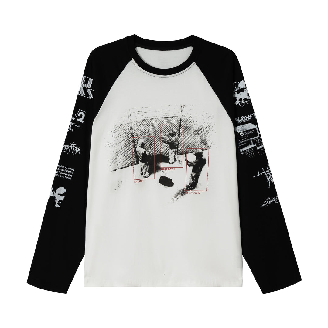 Unisex Langarm-Raglanshirt mit grafischem Print und kontrastierendem Rundhalsausschnitt Shop Nory