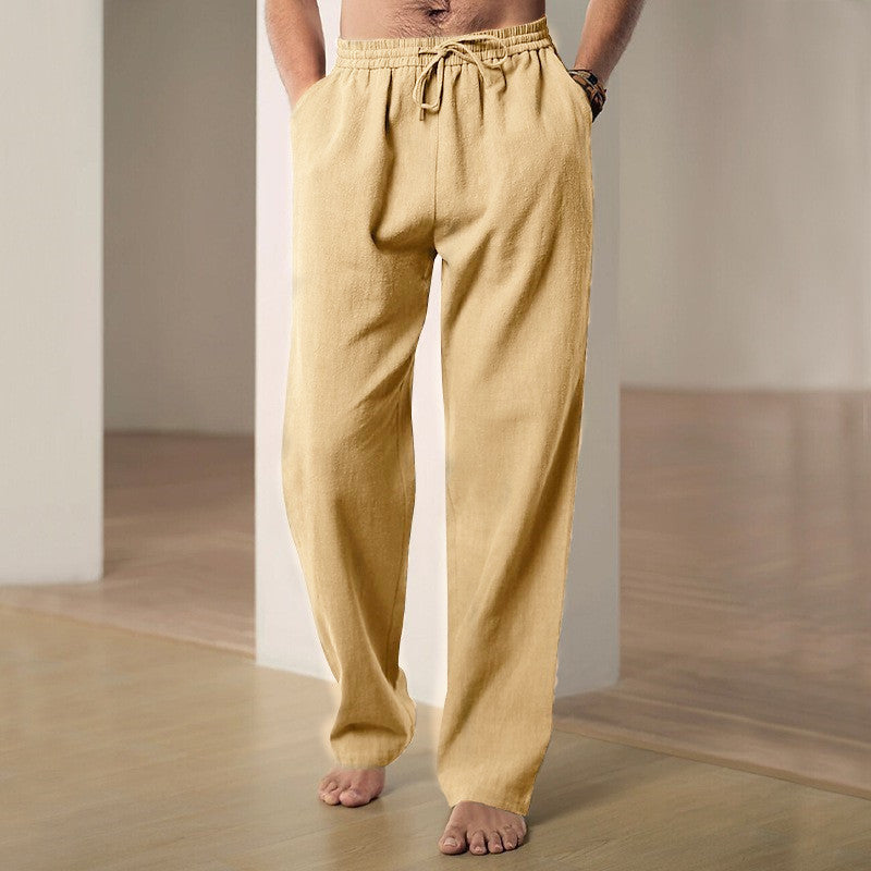 Herren komfortable Leinen-Loungehose mit extra weitem Bein, verstellbarem Kordelbund und atmungsaktiver Sommerqualität Shop Nory