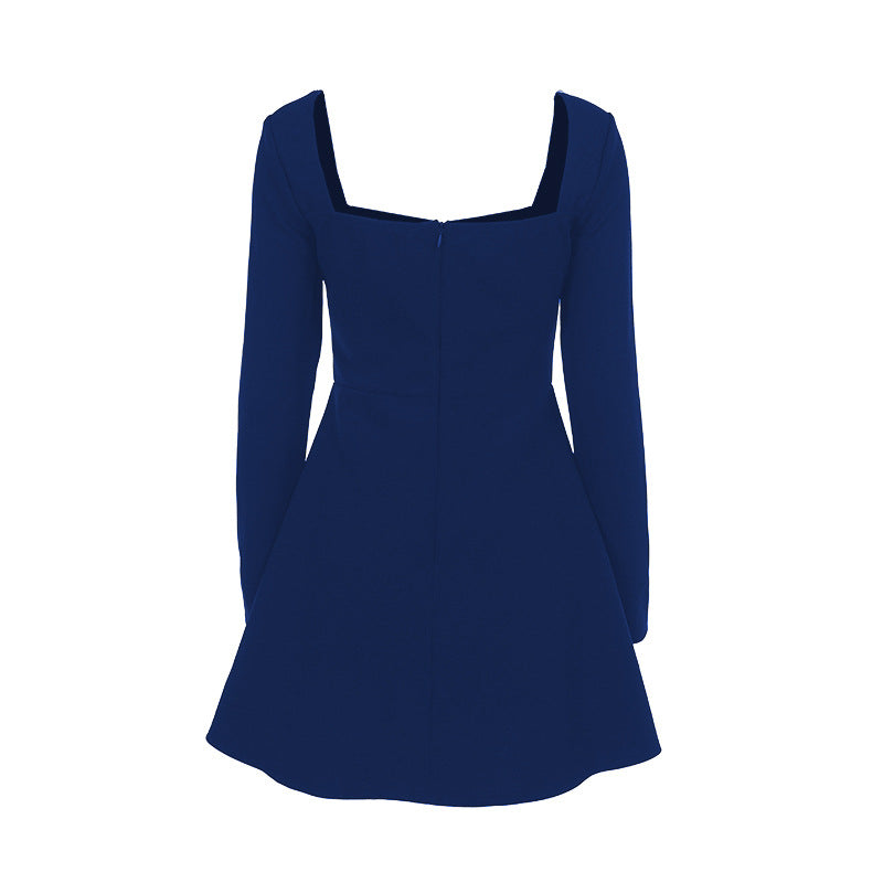 Damen tailliertes Skater-Minikleid mit quadratischem Ausschnitt und langen Ärmeln Shop Nory
