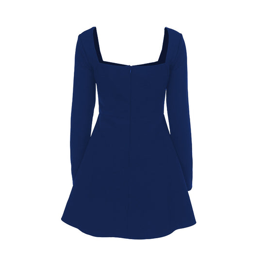 Damen tailliertes Skater-Minikleid mit quadratischem Ausschnitt und langen Ärmeln Shop Nory